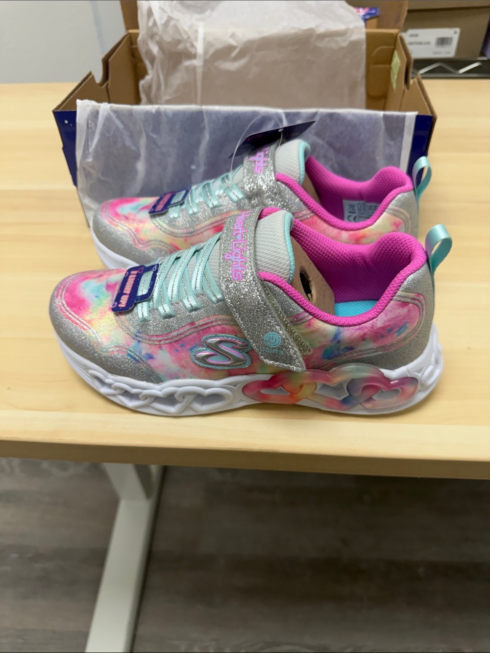 Skechers Kids' Pink Multicolor Tie-Dye Light-Up Sneakers